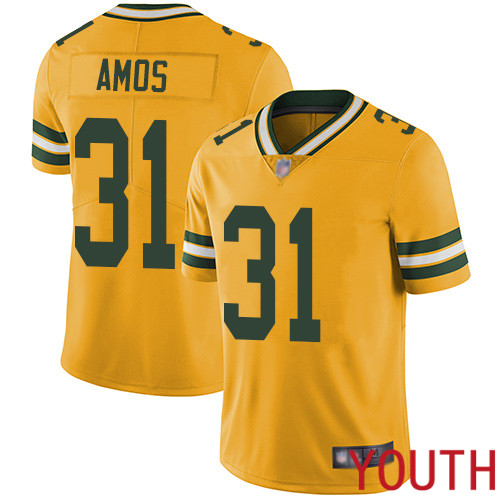 Green Bay Packers Limited Gold Youth 31 Amos Adrian Jersey Nike NFL Rush Vapor Untouchable